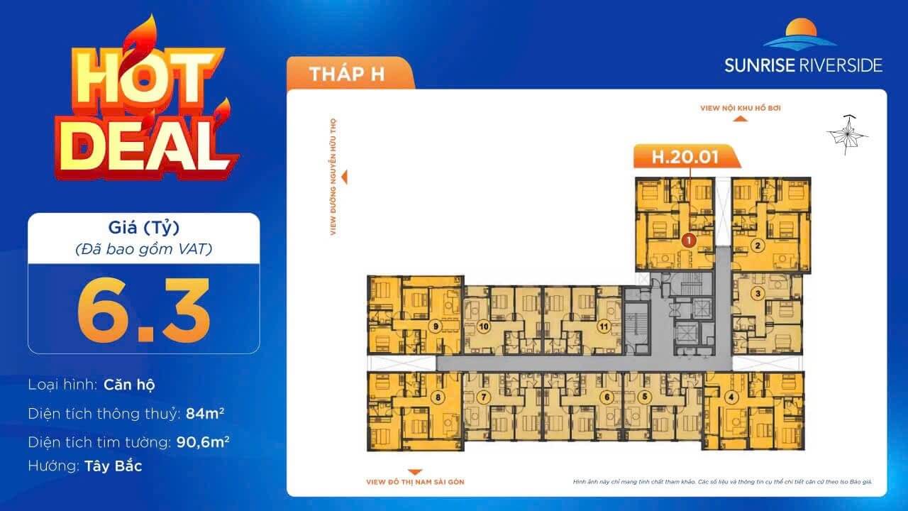 Bán căn hộ 3 Phòng ngủ Tháp H Sunrise Riverside
